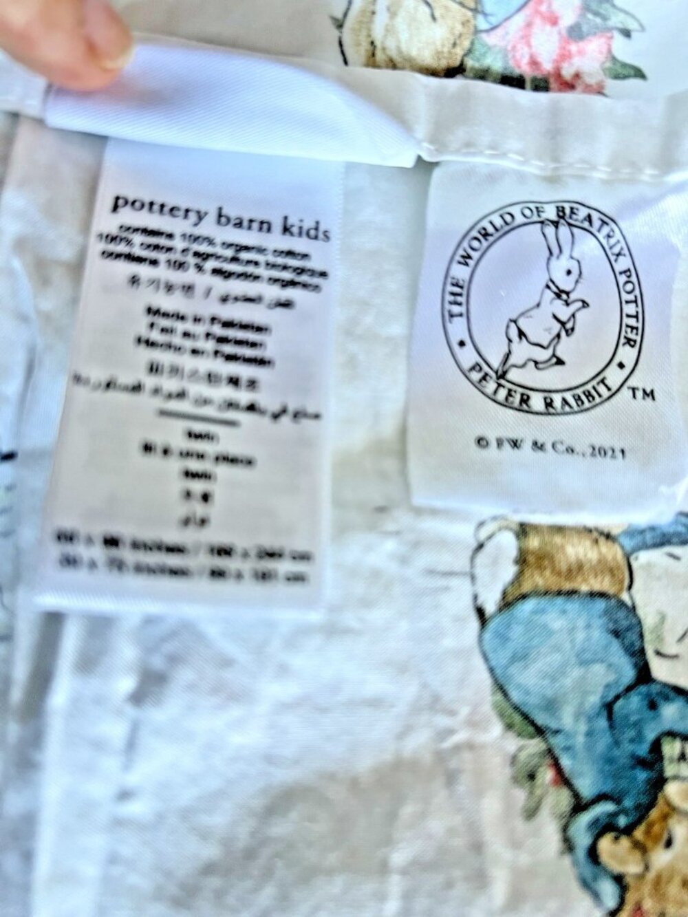 POTTERY BARN KIDS Peter Rabbit TWIN Flat BEATRIX POTTER !00% Organic Cotton - Picture 5 of 11